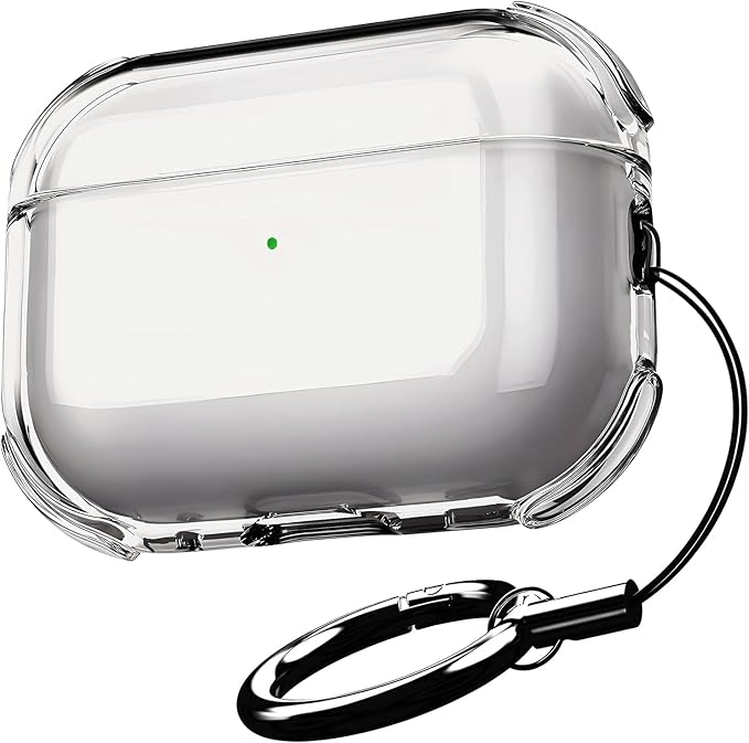Airpods Pro 2 için Ultra Şeffaf Silikon Kılıf Darbe Emici Köşeler ile Mükemmel Koruma ve Yüksek Kaliteli Taşıma Karabinalı (Gri Şeffaf, Airpods Pro 2.Nesil)