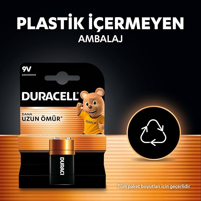 BASIC Alkalin 9V Pil (1'li Paket) – Çok Amaçlı Alkalin Pil 9V – Daha Uzun Ömürlü – Günlük Cihazlar için Güvenilir Güç – Plastik İçermeyen Ambalaj - MN1604 - Görsel 5