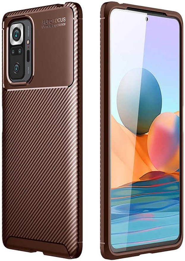 Xiaomi Redmi Note 10 Pro ile Uyumlu Kılıf Silikon Karbon İnce Esnek Lens Korumalı Tarz Mat Parmak İzi Bırakmayan Kapak Negro Kahverengi