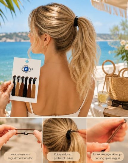 Kancalı Lastik Saç Tokası Seti, Kadın Toka 6'lı Set