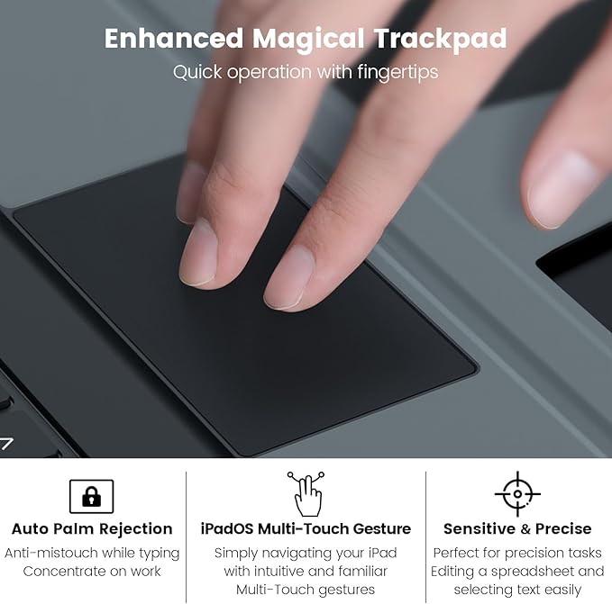 iPad 11. Nesil (A16)/10. Nesil Klavyeli Kılıf 10.9 inç, Kalem Tutucu, 7 Renkli Arkadan Aydınlatmalı, Sihirli İzleme Dörtgeni, Ayarlanabilir Stand, iPad 11./10. Nesil (2025/2022) için - Görsel 4