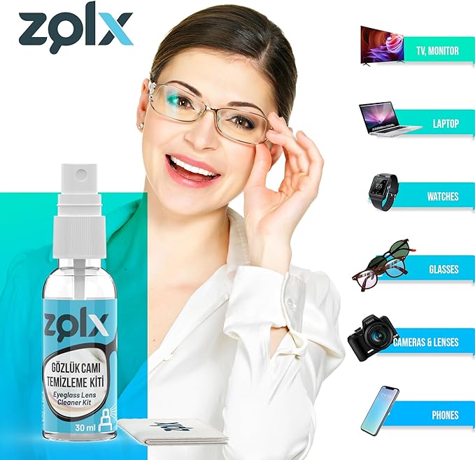 30ML Gözlük Camı Temizleme Kiti, Gözlük Temizleme, Gözlük Spreyi, Gözlük Bezi,Temizleme, ekran temizleme, tv temizleme, telefon temizleme, tablet temizleme, lcd temizleme - Görsel 3