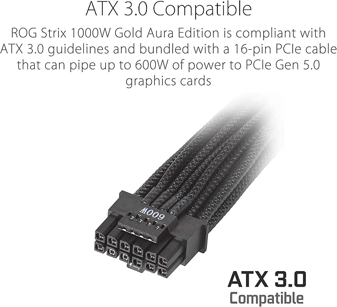 ROG-STRIX-1000G-AURA 1000W 80+ Gold Aura Edition Power Supply - Görsel 5