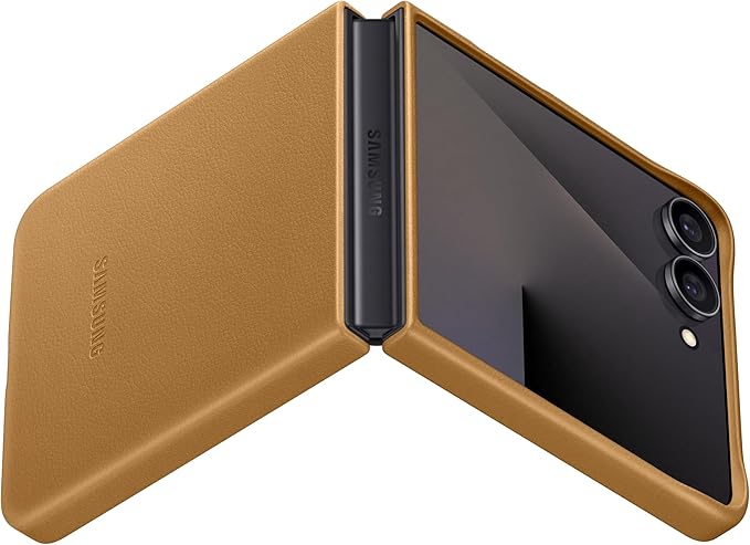 Galaxy Z Flip7 Deri Kılıf, Camel - Görsel 2