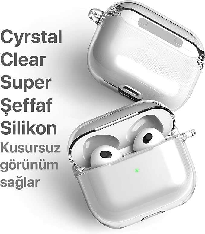 Airpods 4 ile Uyumlu Şeffaf Cyrstal Clear Ultra Berrak Silikon Kılıf - Alt Üst Ayrı (Airpods 4) - Görsel 4