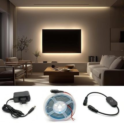 Metre Günışığı Şerit Led Dokunmatik Anahtar Tak Çalıştır Hazır Set Adaptör Dahil, Açma-Kapama, Parlaklık Ayarı Yapılabilir, Mutfak, Tezgah, Dolap içi, Ayna, Tv Ünitesi Aydınlatma