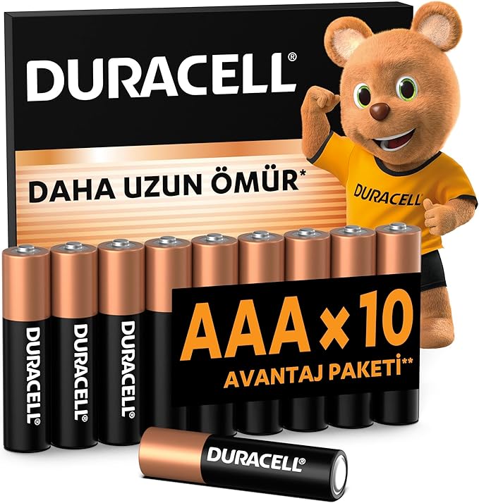 BASIC AAA Alkalin İnce Kalem Pil (10'lu Paket) – 1,5V – Daha Uzun Ömürlü – Günlük Cihazlar için Güvenilir Güç – Plastik İçermeyen Ambalaj - MN2400