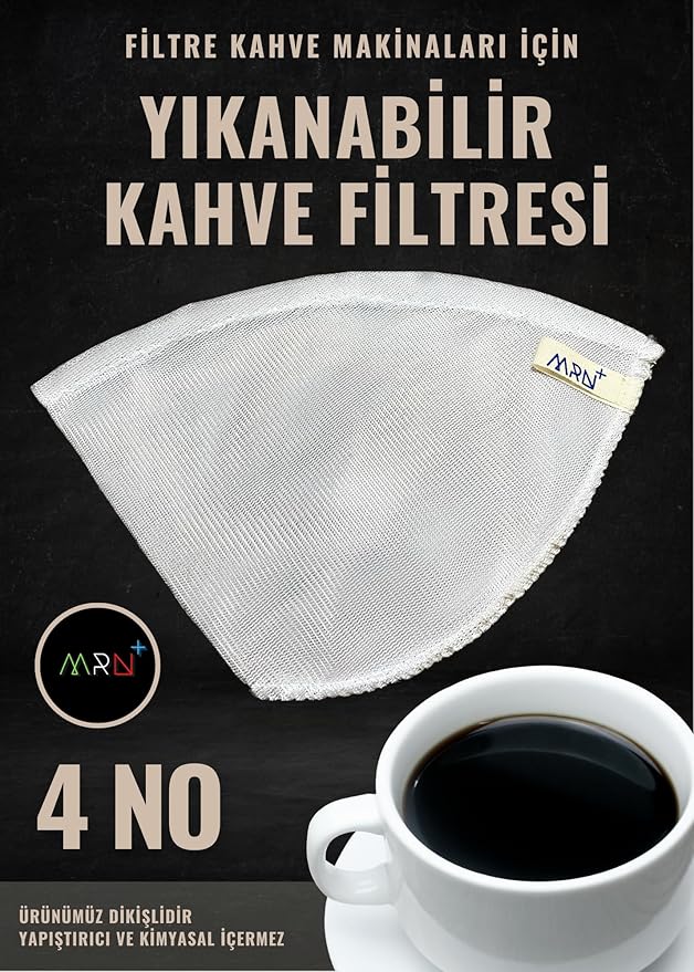 Adet 4 NO Yıkanabilir Raschel Filtre Kahve Süzgeci, Kahve Filtresi, Raşel Kumaş Kahve Filtresi - Görsel 2