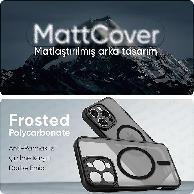 iPhone 11 için MagSafe ile Uyumlu MattCover Serisi Arkası Mat Polikarbonat Kenarları Silikon ve Köşeleri Güçlendirilmiş Kamera Korumalı ince Silikon Kılıf (Manyetik, 11) - Görsel 2