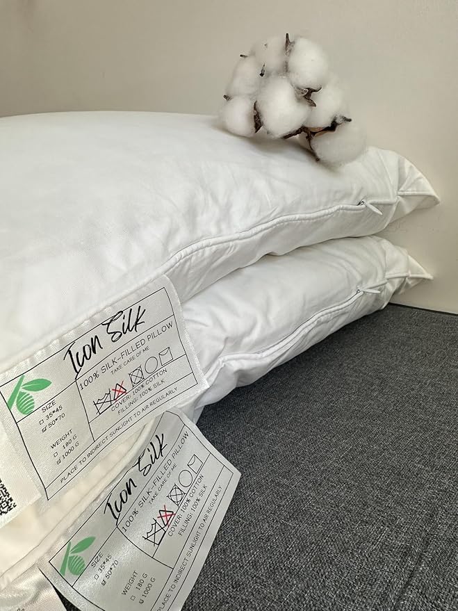 SILK%100 Saf İpek Dolgulu Yastık 50 cm x 70 cm Pamuk Kaplı 1 Adet | Nefes Alabilen Doğal Yarı - Görsel 5