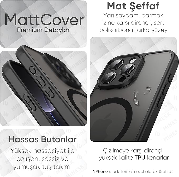 iPhone 11 için MagSafe ile Uyumlu MattCover Serisi Arkası Mat Polikarbonat Kenarları Silikon ve Köşeleri Güçlendirilmiş Kamera Korumalı ince Silikon Kılıf (Manyetik, 11) - Görsel 5