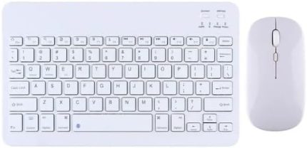 Windows/Android/IOS Sistemi için Kablosuz Bluetooth Uyumlu Klavye Fare Seti Mini Ultra İnce Şarj Edilebilir Türkçe (Beyaz)