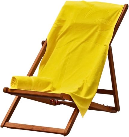 PALM Doğa Dostu%100 Pamuk Antibakteriyel Plaj Havlusu Hafif, Su Emici, Hızlı Kuruma, Pratik Taşıma (Sarı)