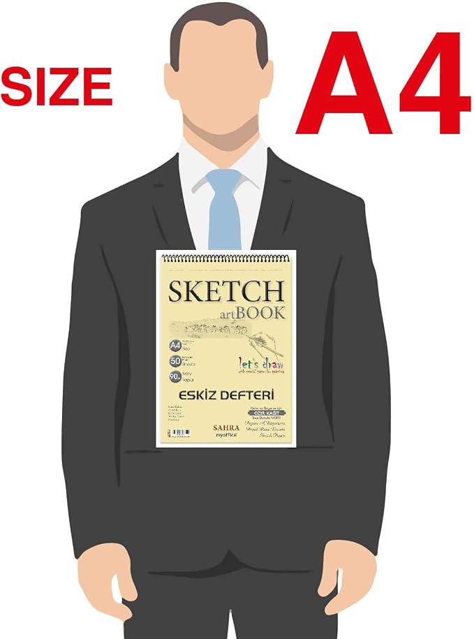 SAHRA A4 Spiralli Eskiz Defteri – 50 Yaprak, 90 gr İnce Dokulu Ivory Kağıt Sketchbook, Çizim ve Boyama Defteri - Görsel 2
