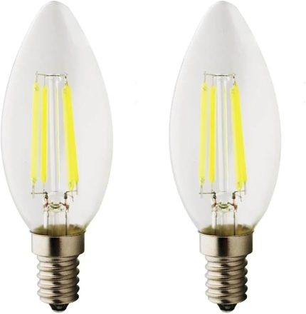 Led Filament Ampul 4 Watt E14 Duy Sarı Işık Dekoratif Vintage Aydınlatma (2, Şeffaf Cam C35)