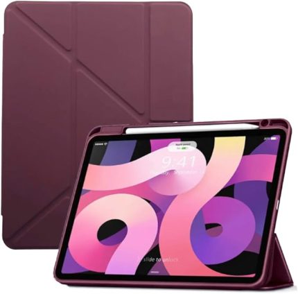 iPad Air 4/5. Nesil 10.9 ile uyumlu Kılıf Kalem Şarj Bölmeli Case (10.Nesil Değildir) 27-Wine Red