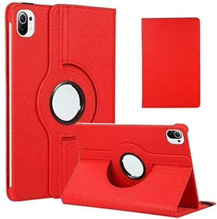 Xiaomi Mi Pad 5 ile Uyumlu Kılıfı Suni Deri 3 Farklı Ayarlanabilen 2 Farklı Stand Olabilen 360 Dönebilen Darbe Korumalı Tablet Kılıfı Kırmızı