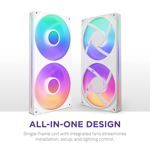 F280 RGB Core – 280 mm tekli çerçeve fan birimi 2 x 140 mm RGB fanlı – devir sayısı ve aydınlatma kontrolü – yüksek statik basınç ve hava akımı – fan başına 8 aRGB LED – beyaz | Bir kabloda iki adet 140mm RGB fanlı 280mm tek çerçeveli ünite. CAM ile kontrol edilen hız ve aydınlatma. - Görsel 2