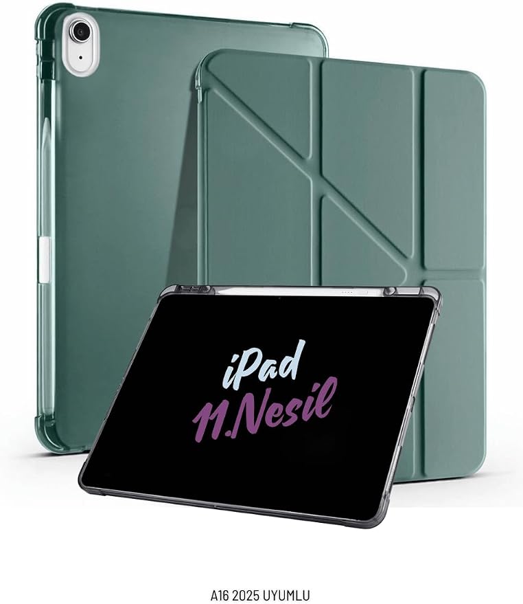 11. Nesil A16 2025 ile Uyumlu 11 inç Kalem Bölmeli Standlı Fuchsia Tri Folding Tablet Kılıfı