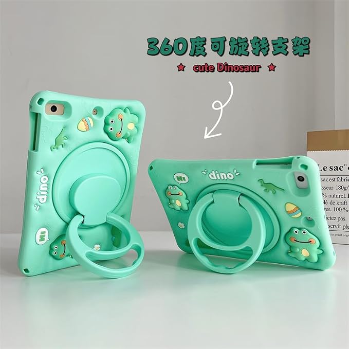 iPad Air 3 / Pro 10.5 ile uyumlu Kılıf Cute Dolls Standlı Eğlenceli 3D Karekterli Çocuk Kılıfı A2152 A2123 A2153 A2154 A1701 A1709 A1852 Açık Yeşil - Görsel 2