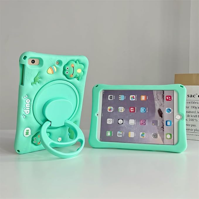 iPad Air 3 / Pro 10.5 ile uyumlu Kılıf Cute Dolls Standlı Eğlenceli 3D Karekterli Çocuk Kılıfı A2152 A2123 A2153 A2154 A1701 A1709 A1852 Açık Yeşil - Görsel 3