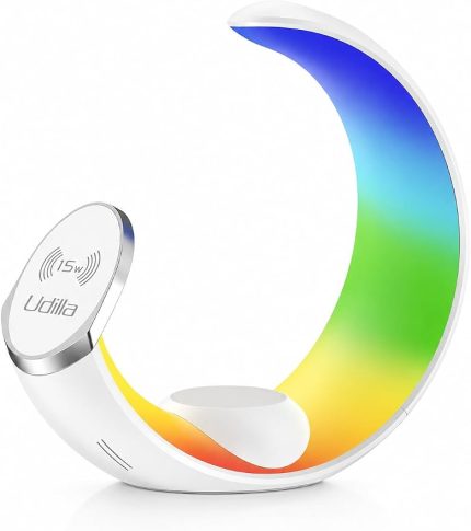 1 Arada 15W Kablosuz Hızlı Şarj Standı Gece Aydınlatmalı iPhone ile Uyumlu-Watch ile Uyumlu-Airpods ile Uyumlu (Beyaz-RGB Aydınlatma)