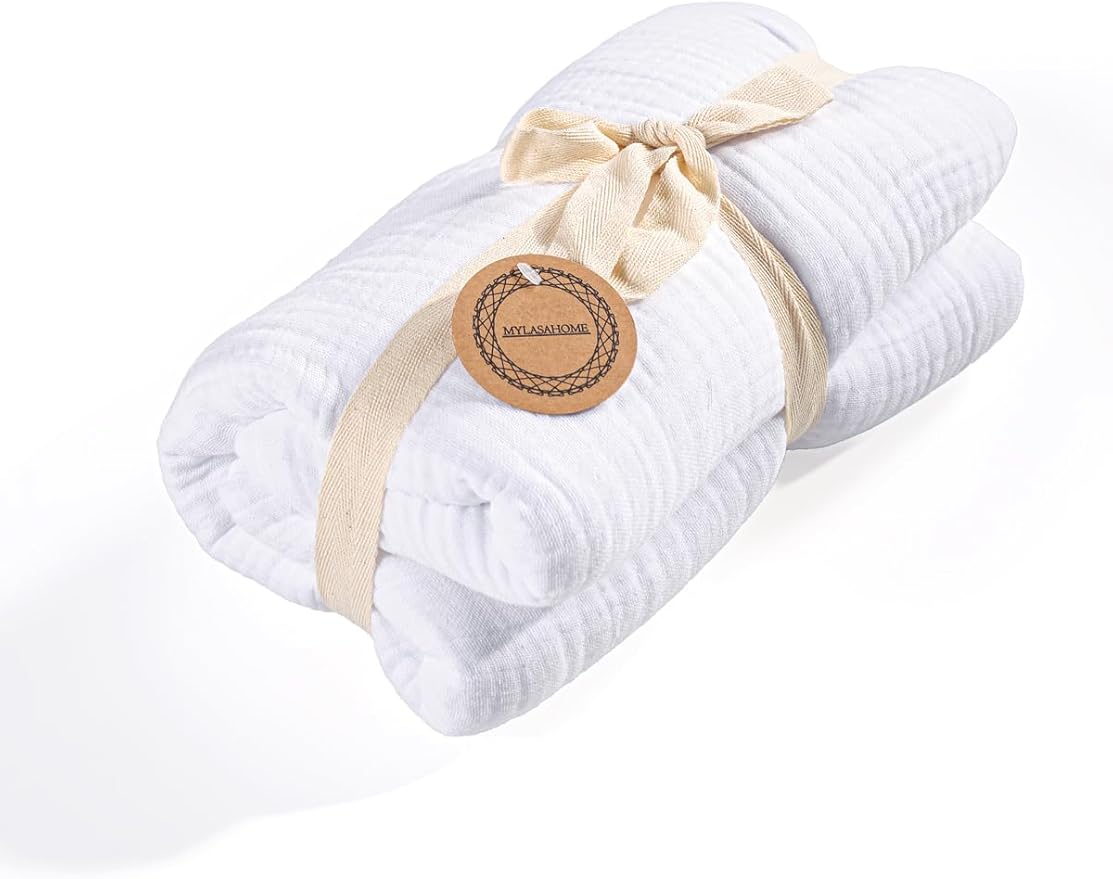 Yastık Kılıfı 2 Adet Set, 50x70 cm 100% Pamuk Yumuşak Nefes Alabilir Kapaklı 4 Katlı Muslin Kumaş Düz Renk Yastık Kılıfları (Beyaz, 50x70 cm (2 Adet)) - Görsel 3