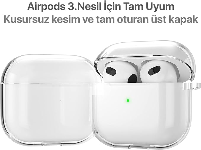 Airpods 3 ile Uyumlu (2021) Şeffaf Cyrstal Clear Ultra Berrak Silikon Kılıf - Alt Üst Ayrı (Airpods 3 2021) - Görsel 4