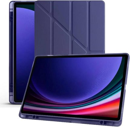 Tab S10 FE 10.9 İnç İle Uyumlu Kalemlikli, Uyku Modlu, Mıknatıslı, Üçgen Standlı, Darbeye Dayanıklı Kaplama Akıllı Kılıf (Lacivert, Galaxy Tab S10 FE 10.9 İnç)