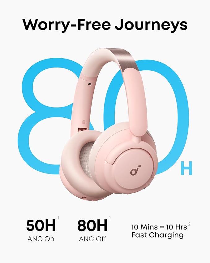 Anker Q30 Bluetooth kulaklık, hibrit aktif gürültü yalıtımı, bireysel modlar, Hi-Res ses, EQ uygulamada 40 saat pil, rahat tutuş, 2 cihaz bağlantısı (pembe) - Görsel 3