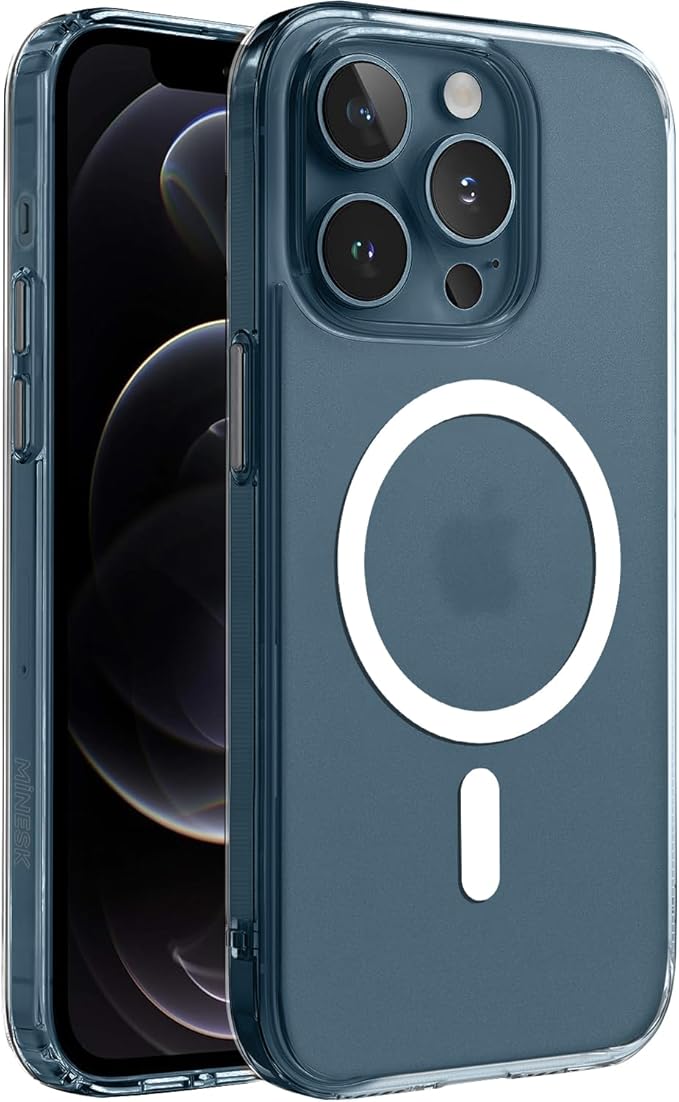 iphone 12 pro max ile Uyumlu SuperMatt Serisi Arkası Parmak izi Tutmayan Sert Mat Polikarbonat Kenarları Tpu Silikon Metal Tuşlu Premium Şeffaf Kılıf Kapak (Manyetik, 12 Pro Max)