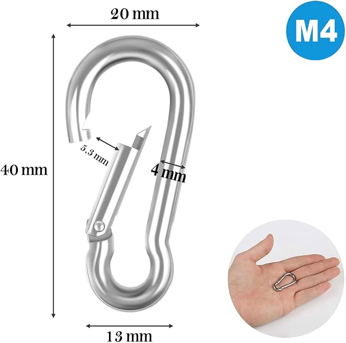 4 MM Yaylı Kanca Çelik Kilit Tırmanma Dağcılık Kamp Ekipmanları Salıncak Hamak Anahtar Askı Kilidi - Görsel 2