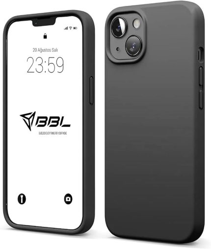iPhone 13/14 Kılıf İnce Sıvı Silikon 3 Katmanlı Tam Kaplamalı Yumuşak Jel Kauçuk Kılıf Kapak (Antrasit Siyah (50))