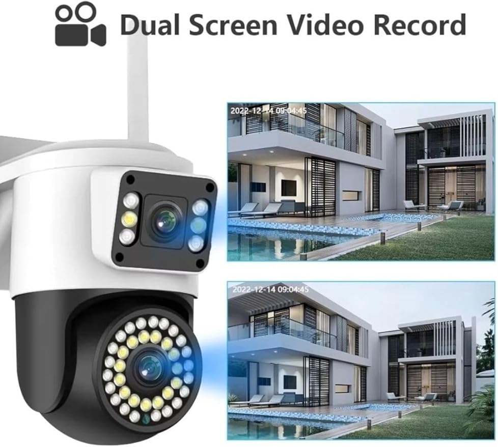 4MP Çift Lens IP Kamera - WiFi Açık Kapalı Otomatik İzleme, Su Geçirmez Kablosuz Güvenlik Ev Kamerası, Renkli Gece Görüş, Hareket Algılama - Görsel 3