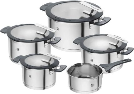 Simplify Tencere Seti, 5 Parça, Paslanmaz Çelik | Dökme fonksiyonu, Stay-Cool kulplar, paslanmaz çelik