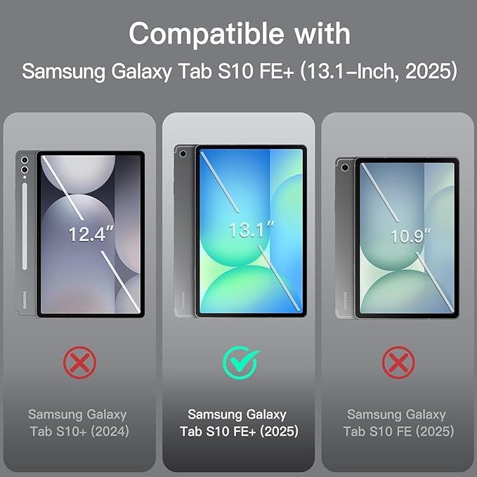 Kılıf için Samsung Galaxy Tab S10 FE Plus/S10 FE+ 13.1-Inçi le Uyumlu Kılıf Üçgen Tri Folding Kalem Bölmeli Standlı Kılıfı (Gri) - Görsel 2