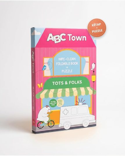 & Folks ABC Town Yaz Sil Eğitici Kitap ve Alfabe Puzzle Yapboz Seti, 24 Büyük Parça, Okul Öncesi Aktivite, 3+ Yaş, İngilizce İçerik