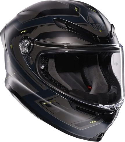 K6 S Motosiklet Kaskı Kapalı Kask Enhance Matt Grey Yellow Fluo M