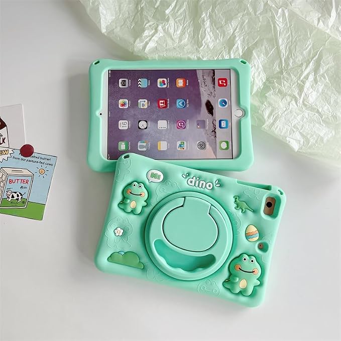iPad Air 3 / Pro 10.5 ile uyumlu Kılıf Cute Dolls Standlı Eğlenceli 3D Karekterli Çocuk Kılıfı A2152 A2123 A2153 A2154 A1701 A1709 A1852 Açık Yeşil - Görsel 4