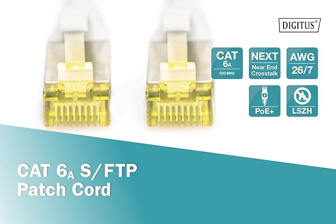DK-1644-A-005 Professional Yüksek Kaliteli Cat 6 S/Ftp Ara Bağlantı Kablosu | 10 Gbit/s – PoE++ – AWG 27/7 – LSZH – RJ45 ağ kablosu – Cat 6 ve Cat 7 uyumlu - Görsel 4