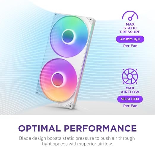 F280 RGB Core – 280 mm tekli çerçeve fan birimi 2 x 140 mm RGB fanlı – devir sayısı ve aydınlatma kontrolü – yüksek statik basınç ve hava akımı – fan başına 8 aRGB LED – beyaz | Bir kabloda iki adet 140mm RGB fanlı 280mm tek çerçeveli ünite. CAM ile kontrol edilen hız ve aydınlatma. - Görsel 4