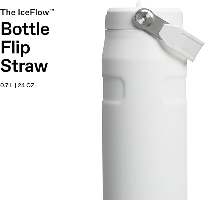 IceFlow™ Aerolight™ Flip Straw 2.0 Pipetli Termos Su Şişesi 0.7 Litre - Beyaz (Frost) | Paslanmaz Çelik - Görsel 3