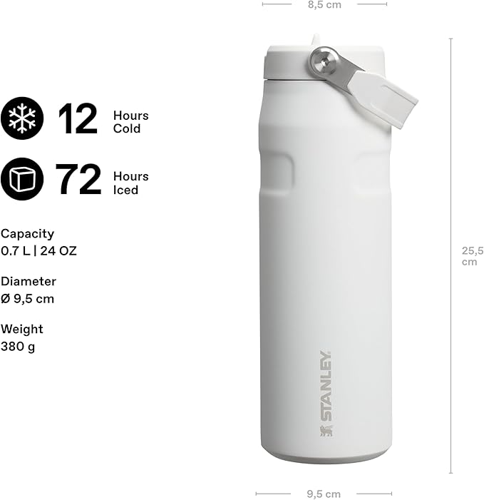 IceFlow™ Aerolight™ Flip Straw 2.0 Pipetli Termos Su Şişesi 0.7 Litre - Beyaz (Frost) | Paslanmaz Çelik - Görsel 2