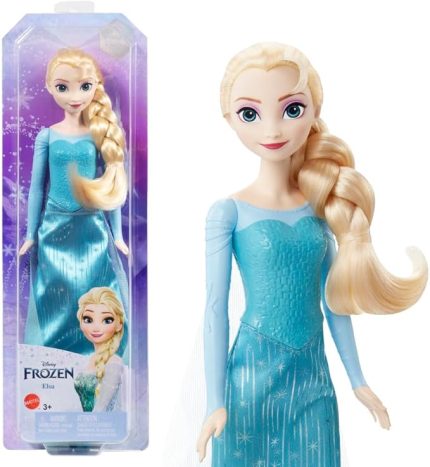 Disney Karlar Ülkesi Elsa Bebek Disney Karlar Ülkesi Elsa bebek ve aksesuarlar, filmden esinlenen oyuncak HLW47 | Disney Frozen'dan Esinlenen Pelerin, Etek ve Ayakkabı ve Örgülü Saçlı İmza Mavi Elbiseli Posable Doll