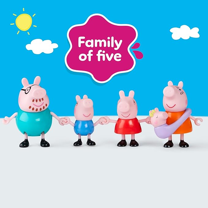 Pig Peppa'nın 5 Kişilik Ailesi ve Bebek Evie | El Ele Tutuşabilen Hareketli Figürler | 3 Yaş ve Üzeri Kız ve Erkek Çocuklar İçin Okul Öncesi Oyuncak - Görsel 3