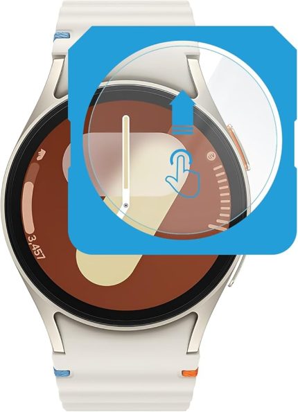 Samsung Galaxy Watch 7 44mm için 2'li Paket (2 Adet) Kolay Kurulum Otomatik Hizalama Aparatlı Şeffaf 9H Sertliğinde Gerçek Temperli Cam Ekran Koruyucu (Galaxy Watch 7 44mm)