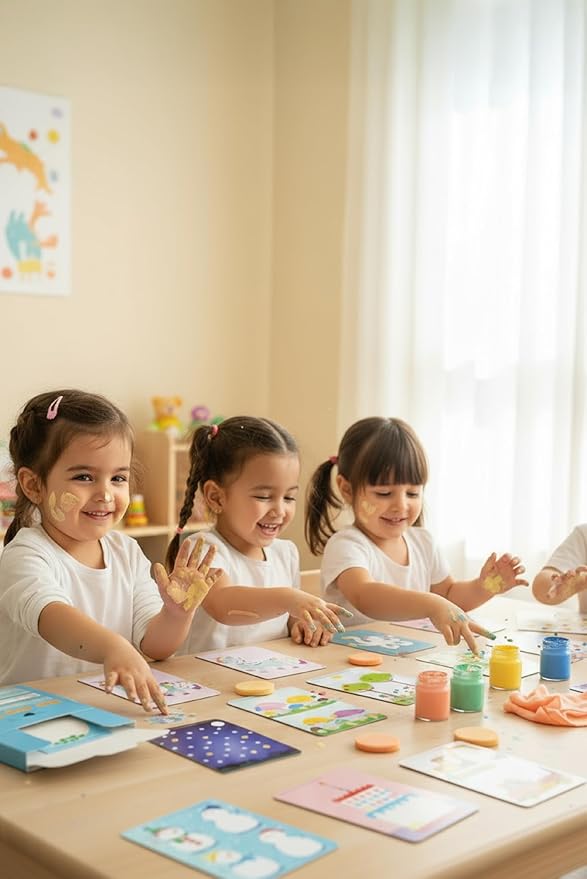 & FOLKS Silinebilir Parmak Boyası Aktivite Kartları - Wipe Clean Finger Paint Activity Cards - Fingerprint Activities - 16 Kart 32 Aktivite, Yeniden Kullanılabilir, 3 Yaş ve Üzeri - Görsel 4