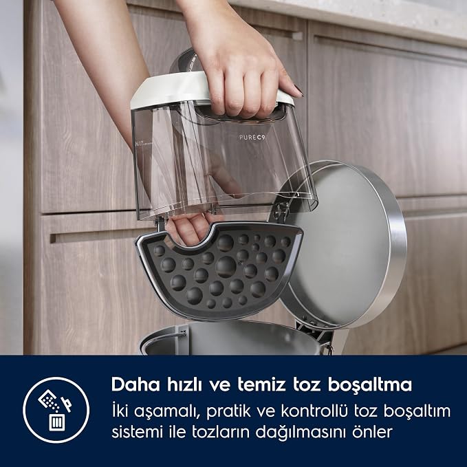 Pure C9 Allergy PC91-ALRG Toz Torbasız Elektrikli Süpürge | 7 Aşamalı Filtrasyon, Ömür Boyu Kullanımlı Filtre, Kolay Boşaltılabilir Hazne, PureFlow Silent Sistem, 10 Yıl Motor Garantili - Görsel 5