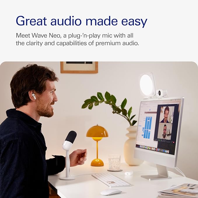 Wave Neo – USB Kondenser Mikrofon, Sessize Dokunun, Oyun, Akış, Toplantılar, Takımlarda Ses Kaydı/Zoom/OBS/Twitch/YouTube ve Daha Fazlası için, Plug-'n-Play, Dizüstü Bilgisayar, PC, Mac, iPad, | Sessize alma, oyun, akış, görüntü, ses kaydı, Takımlar/Zoom/OBS/Twitch, tak ve çalıştır, PC/Mac/iPad - Görsel 2