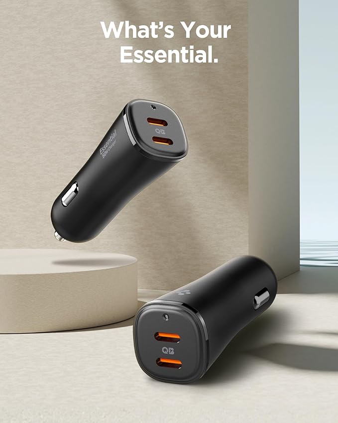 50W USB-C 2 Port Araç içi Hızlı Şarj Aleti PPS Desteği Akım Korumalı Güç Adaptörü Çakmaklık iPhone & Android & iPad & MacBook Type-C PD 3.0 30W + 20W EV502 - ACP08523 (Spigen TR Garantili) - Görsel 2